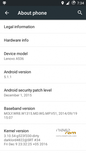 ROM AICP 10 with kernel 3.10.54 for Lenovo A536 | [Custom] add the 12 ...